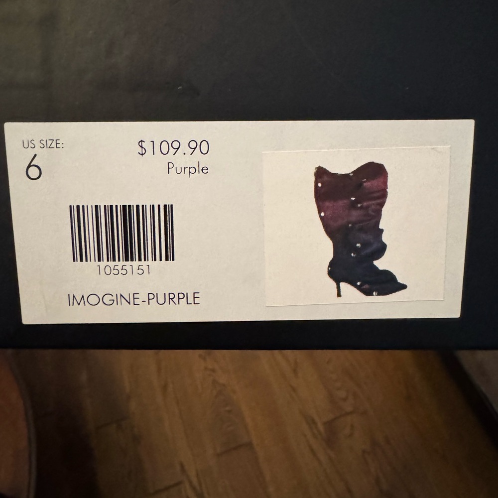 Azalea Wang Imogine Purple Ruched Knee High Boots Stud Snap Stiletto Multiple Sz - Picture 7 of 7